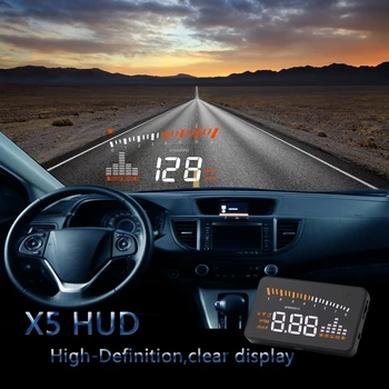Автомобильный GPS HUD X5 Головной Дисплей Универсальный KMh MPH OBD2 3-дюймовый Экран Сигнализация Превышения Скорости Цифровой Спидометр Автомобильные Аксессуары