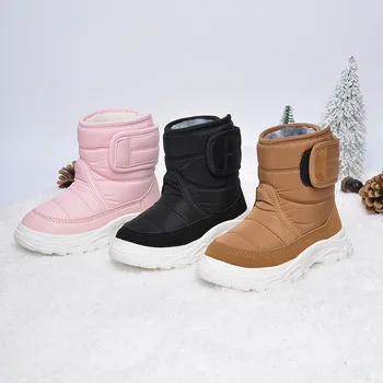 Зимние новые детские зимние ботинки Корейское издание, хлопчатобумажная обувь на мягкой подошве для девочек с плюшевой защитой, ботинки для мальчиков 1-3 лет