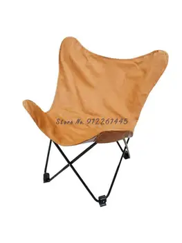 Скандинавский минималистичный кожаный стул-бабочка, складной стул для отдыха, ленивый диван, кресло с откидной спинкой, лунный стул без кожи
