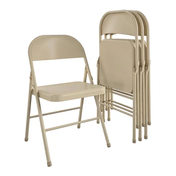 Стальной складной стул с опорами (4 комплекта), бежевый стул, рабочий стул