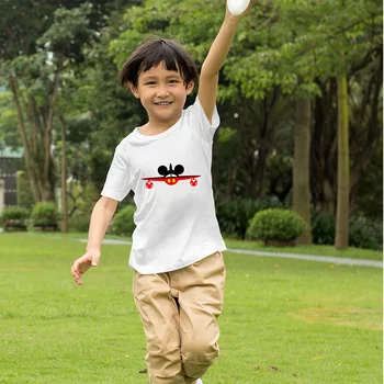 Футболка с рисунком Диснейленда для девочек, топы с рисунком мальчика, детская футболка с рисунком 50-летия Диснея, детская одежда с рисунком самолета с Микки.