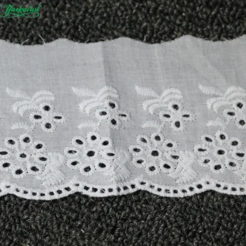 ЯКАЛАСИ 14 ярдов Хлопчатобумажные кружевные ткани с вышивкой из швейцарской хлопчатобумажной вуали с аппликацией в виде 3D цветов Diy 7 см